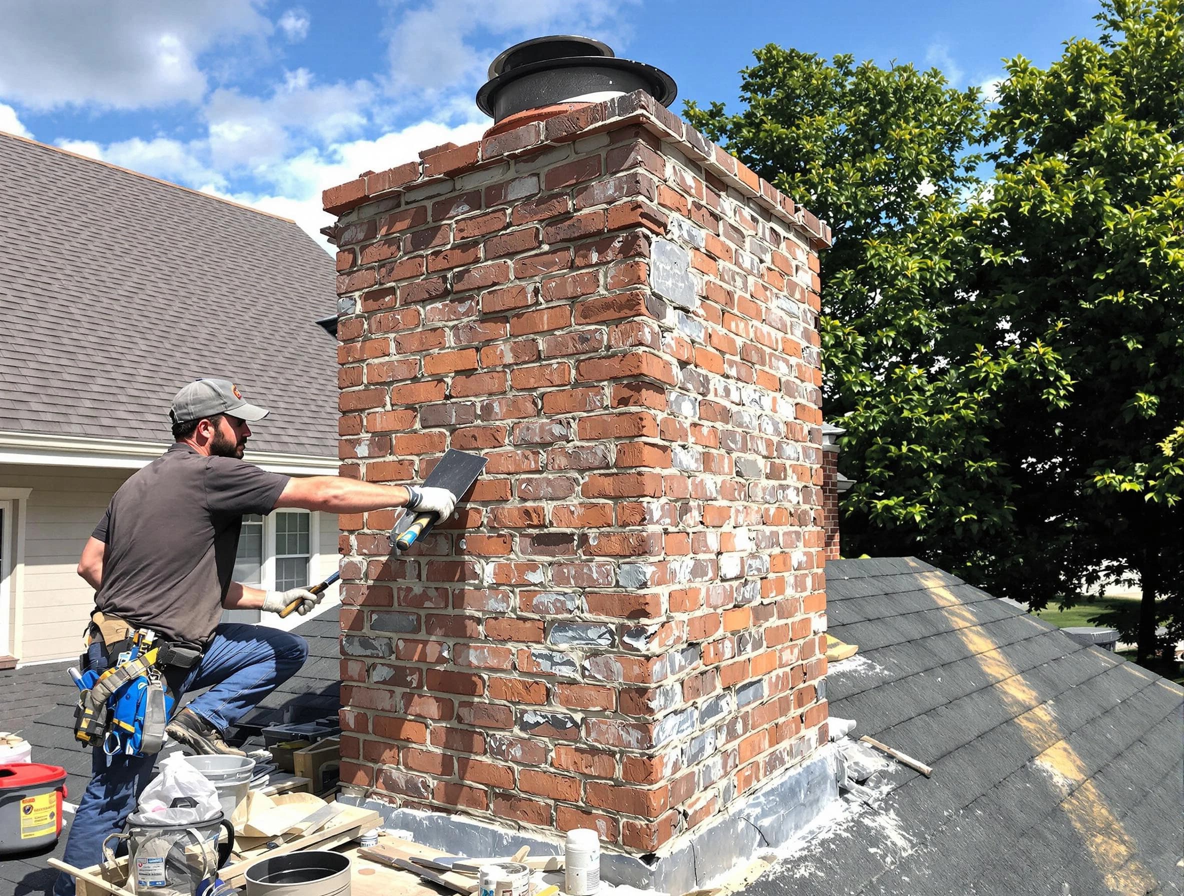 Completed chimney rebuild by Grayson Chimney Sweep in Grayson, GA