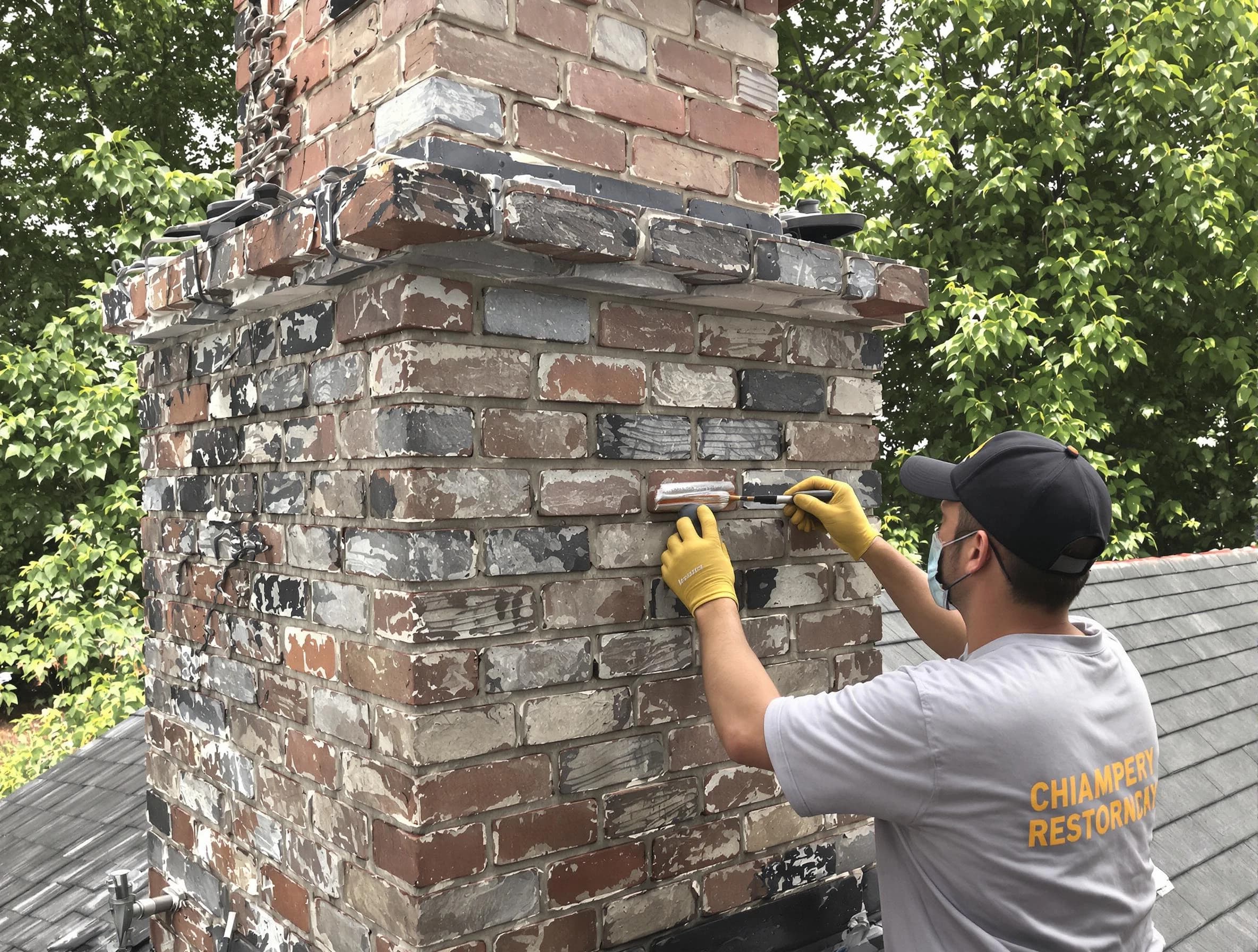 In-progress chimney restoration by Grayson Chimney Sweep in Grayson, GA