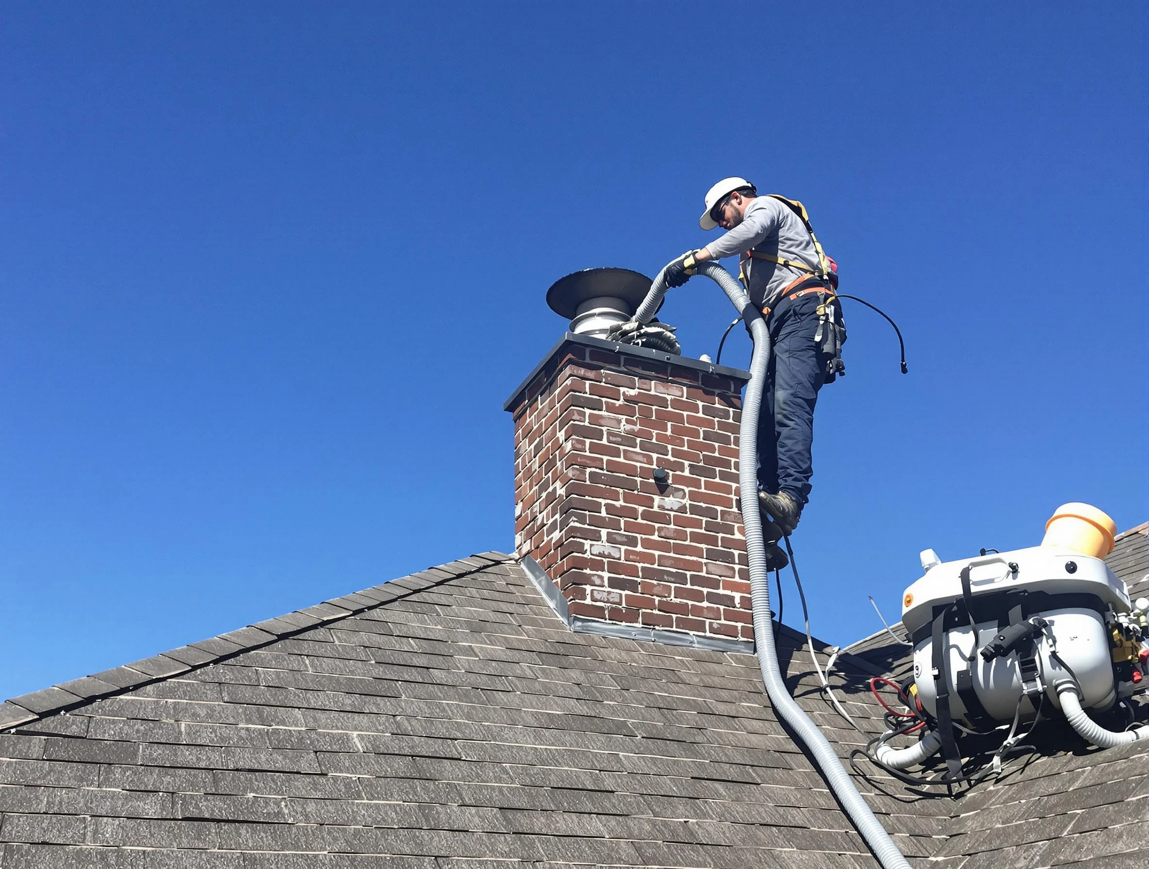 Dedicated Grayson Chimney Sweep team member cleaning a chimney in Grayson, GA