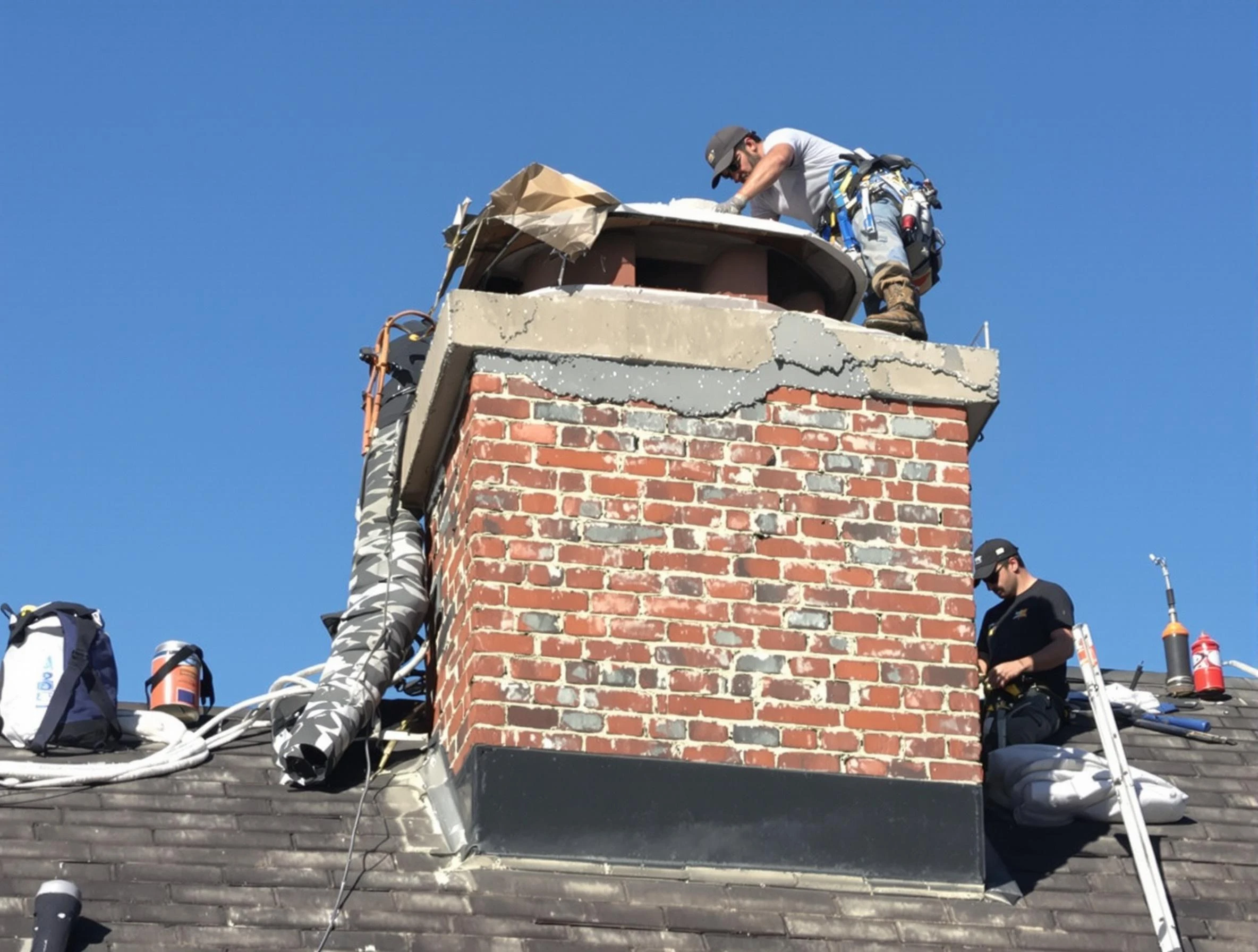 Grayson Chimney Sweep installing a custom chimney crown in Grayson, GA