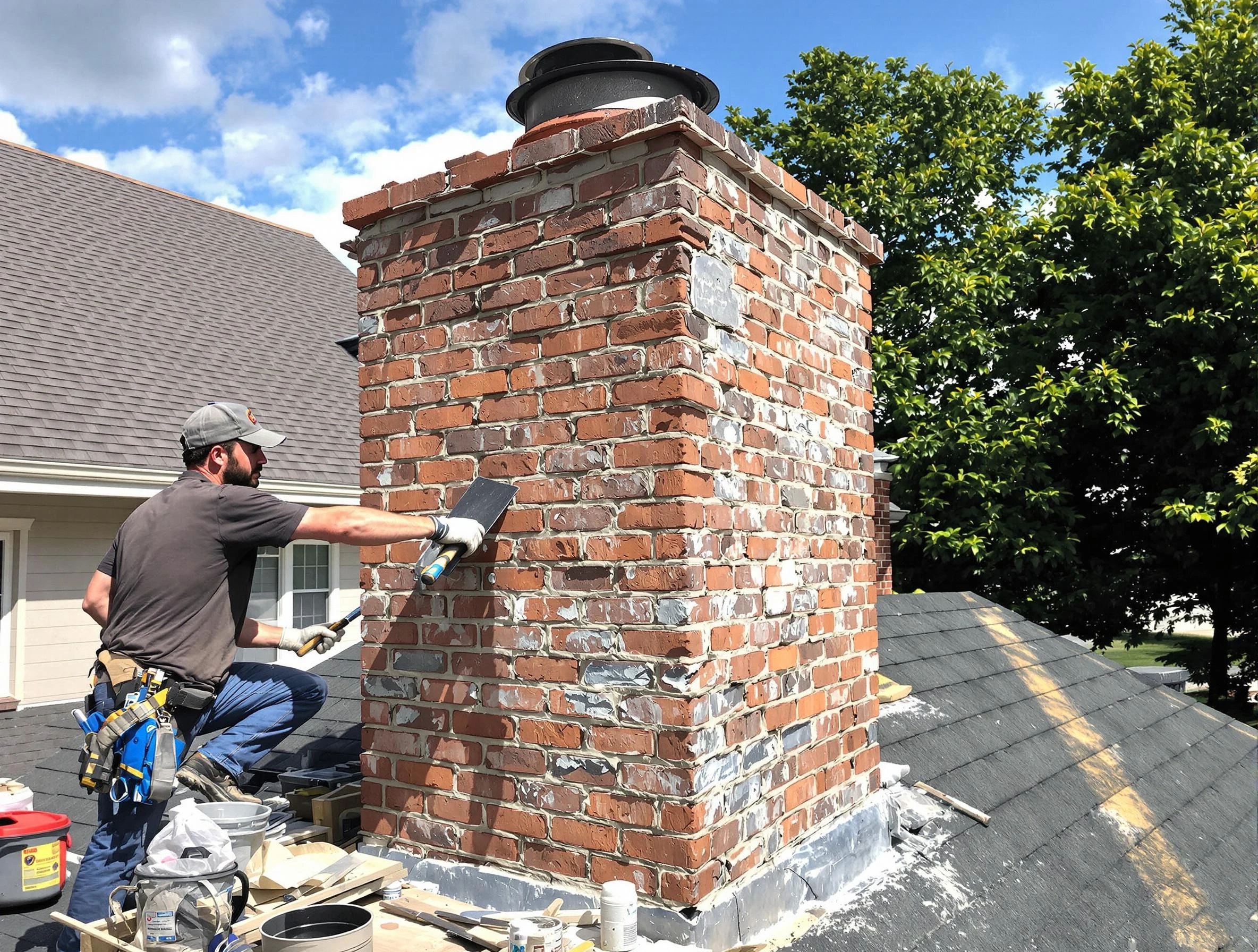 Completed chimney rebuild by Grayson Chimney Sweep in Grayson, GA