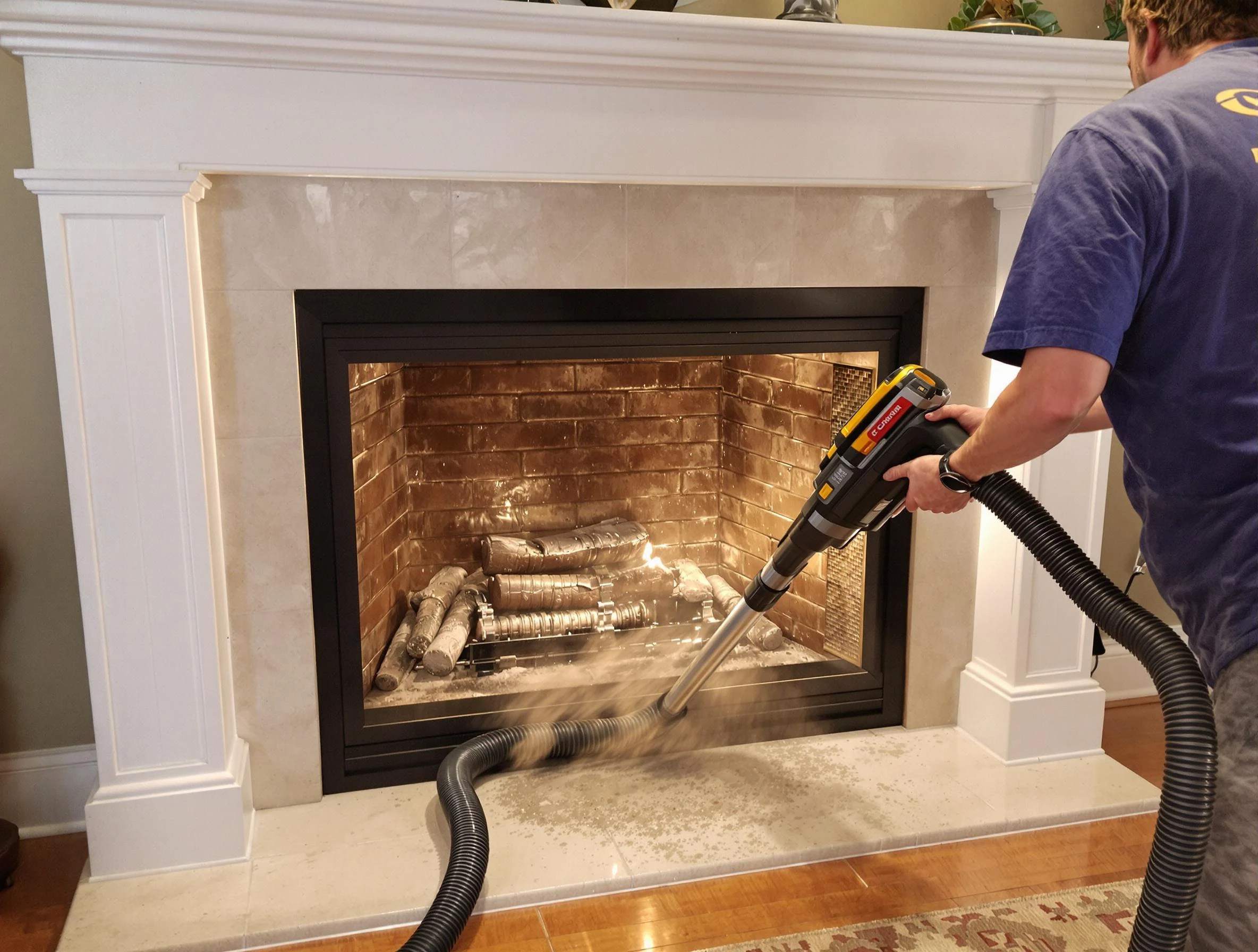 Fireplace cleaning performed by Grayson Chimney Sweep in Grayson, GA